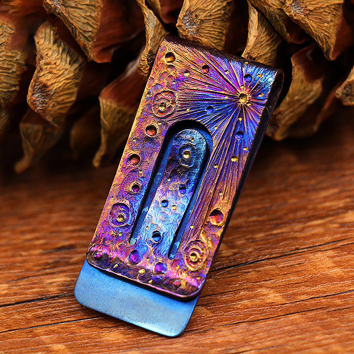 Handmade Starry Sky Limited Edition Titanium Alloy Metal Star Sky Wallet Banknote Clip Mini Credit Card Portable Wallet Gift