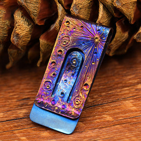 Handmade Starry Sky Limited Edition Titanium Alloy Metal Star Sky Wallet Banknote Clip Mini Credit Card Portable Wallet Gift