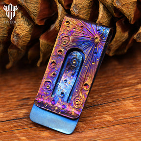 Handmade Starry Sky Limited Edition Titanium Alloy Metal Star Sky Wallet Banknote Clip Mini Credit Card Portable Wallet Gift