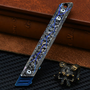 Titanium Hand Carving Rock Texture Alloy Art Knife Keychain Portable EDC Disassembly Tool Multi-Functional Compact Design