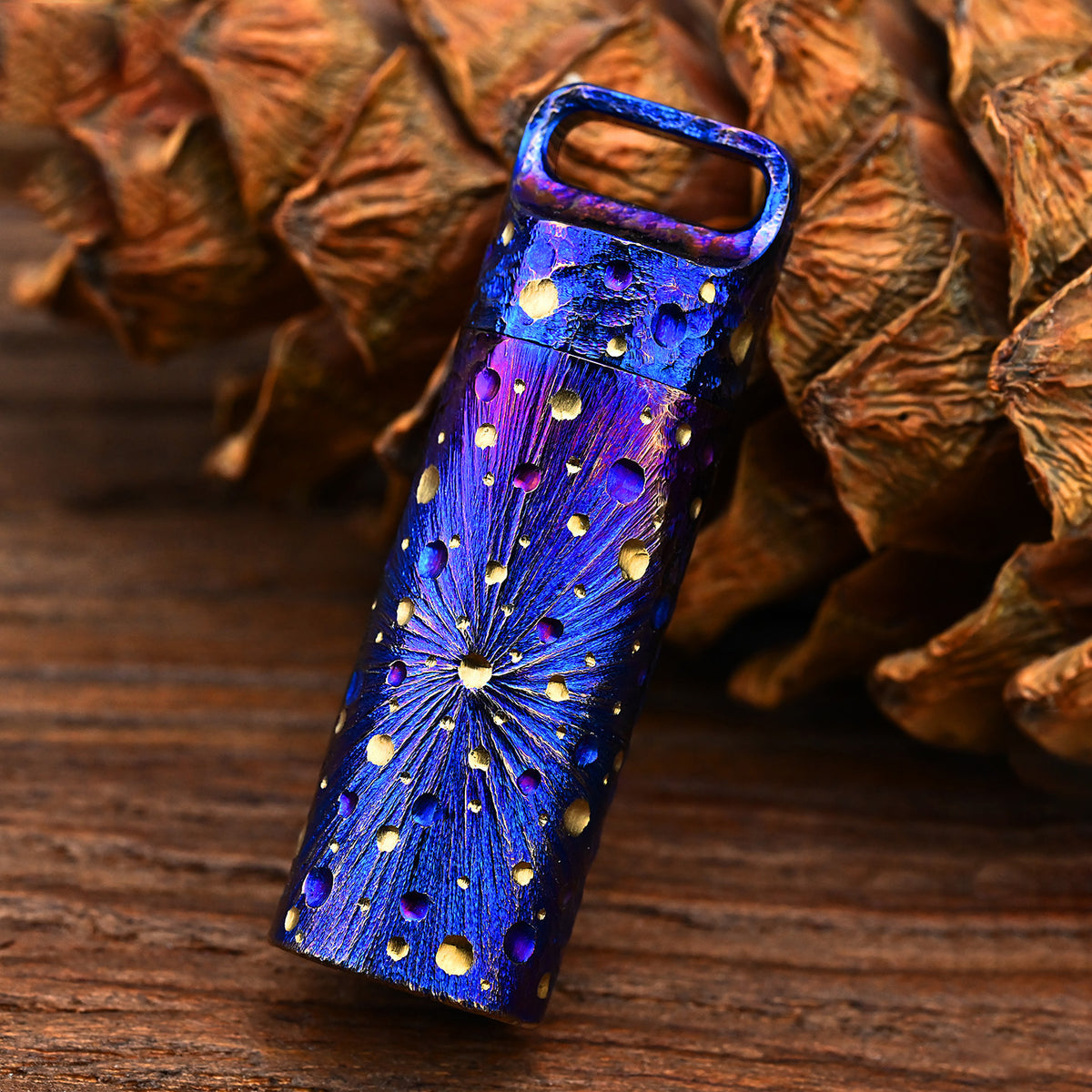 Handcarved Star Sky Mini Titanium Alloy Sealed Medicine Bottle Portable Waterproof Outdoor EDC First Aid Supply Canister