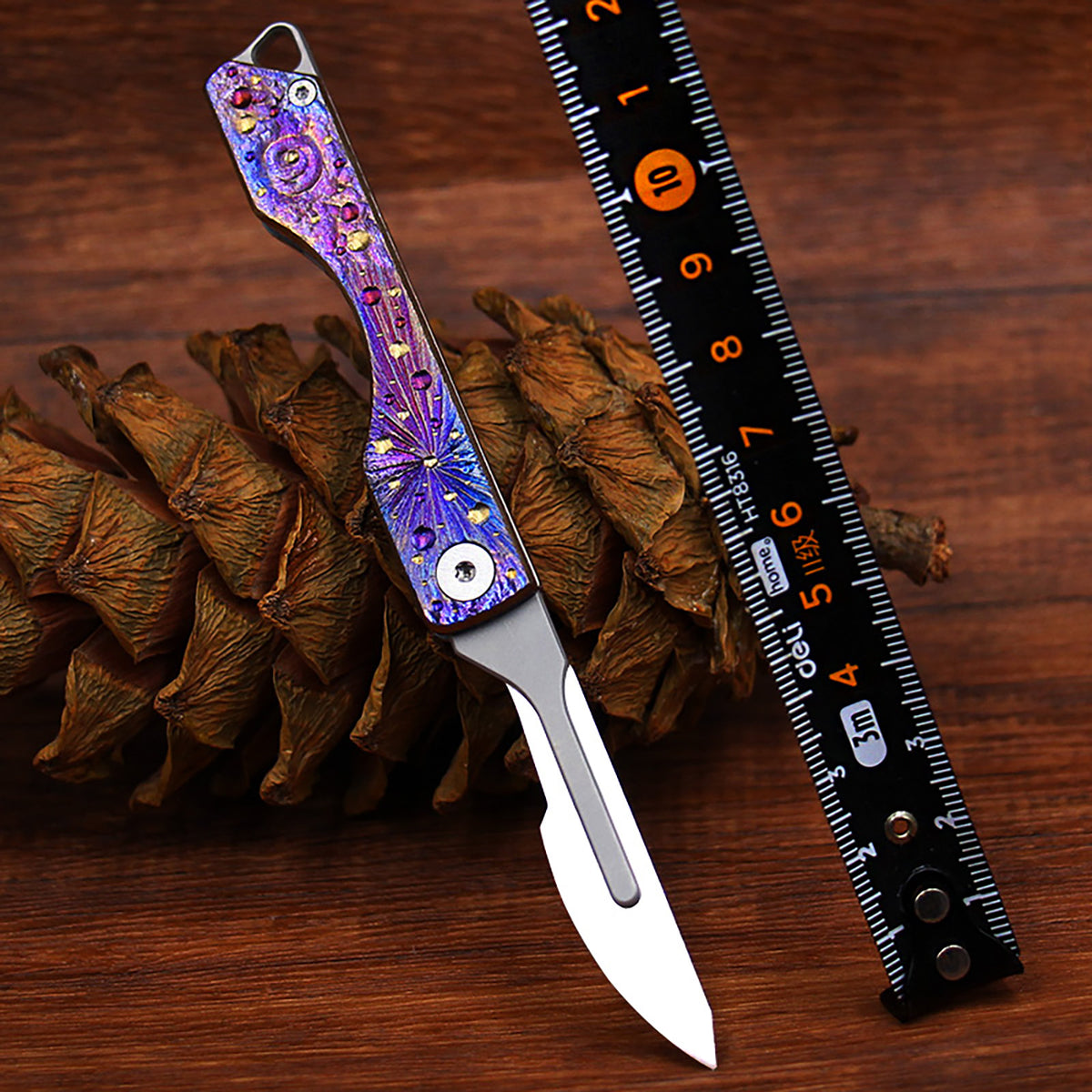 Limited Edition Hand Carved Titanium Alloy Art Knife Keychain Portable Disassembly Tool Expressive Collectible