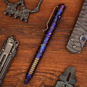 Titanium Alloy Tactical Pen Hand Carved Star Sky Limited Edition Tungsten Pen Decompression EDC Metal Signature Neutral Pen