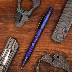 HCYEDC Star Sky Hand Carving Titanium alloy Automatic Pencil Signature PenTactical Bolt Action Pen refill Writing Gun-bolt Pen Multifunctional Tactical Pen EDC