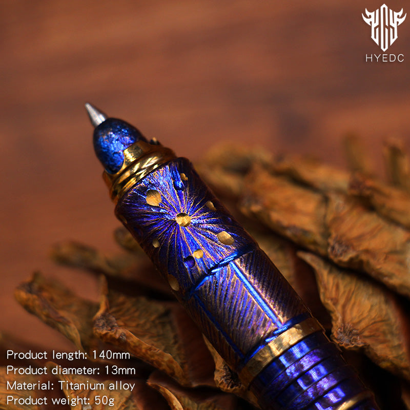 Titanium Alloy Tactical Pen Hand Carved Star Sky Limited Edition Metal Signature Neutral Pen EDC