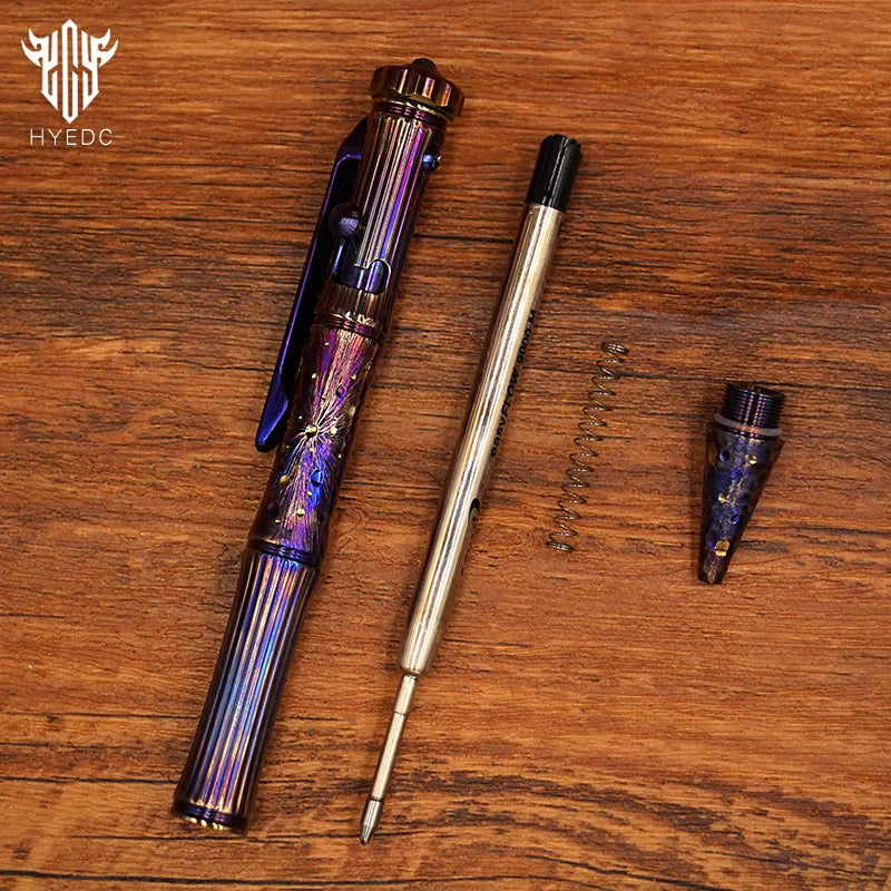 Star Sky Limited Edition Titanium Alloy Tactical Pen Hand Carved Rotary Gyro Multifunctional Self-defense Broken Window G2 Pen E