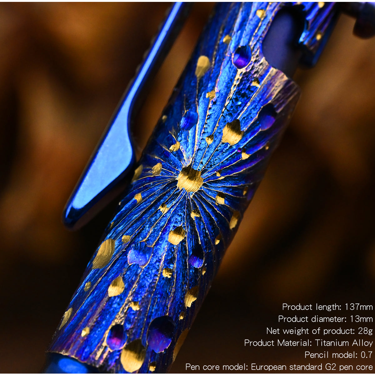 HCYEDC Star Sky Hand Titanium Tactical Bolt Action Pen Limited Edition Decompression Signature Neutral Design for Writing Tactical Defense Emergency Defense Escape Rotating Gyroscope Decompression Pen