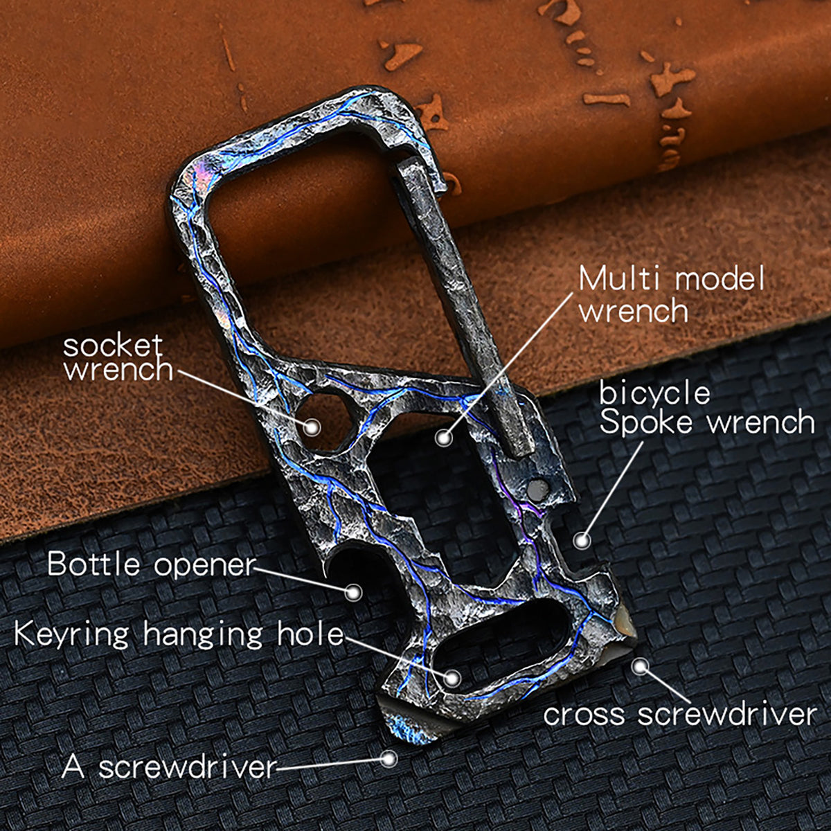 Limited Edition Stone Pattern Titanium Alloy Key Chain Multi-Function Car Bottle Opener Men's Pendant EDC Accessory