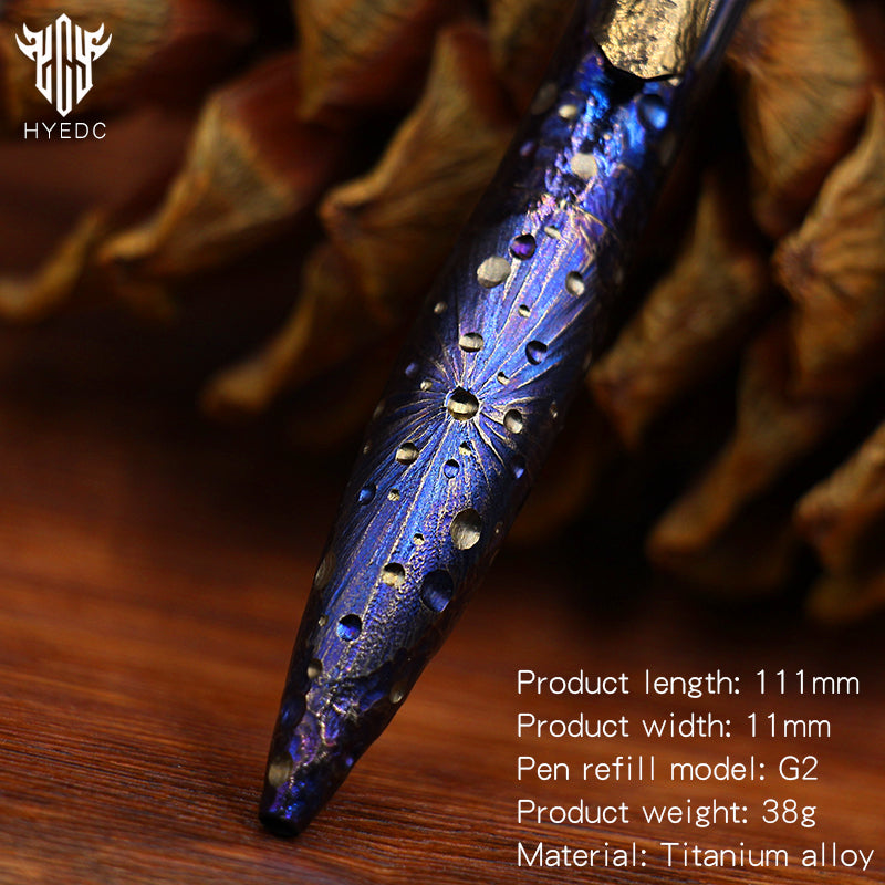 Star Sky Multipurpose Titanium Alloy Tactical Ballpoint Pen Self Defense Writing Tool for Outdoor Office Gift EDC