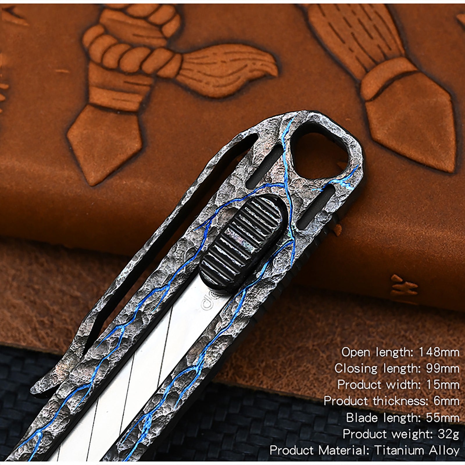 Hand Carving Rock Texture Titanium Alloy Push Knife Multifunctional Pocket Cutter Paper can Replace Blade Art Knife Wallpap EDC