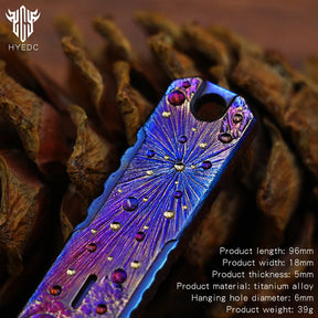 Limited Edition Hand Carving Starry Sky Titanium Crowbar Outdoor Multi Functional Survival EDC Tool Bottle Opener Keychain