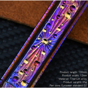 Star Sky Hand CarvedTitanium Alloy Bolt Type Tactical Pen Camping Multi-functional Self-defense Break Windows Pen Signature Pen