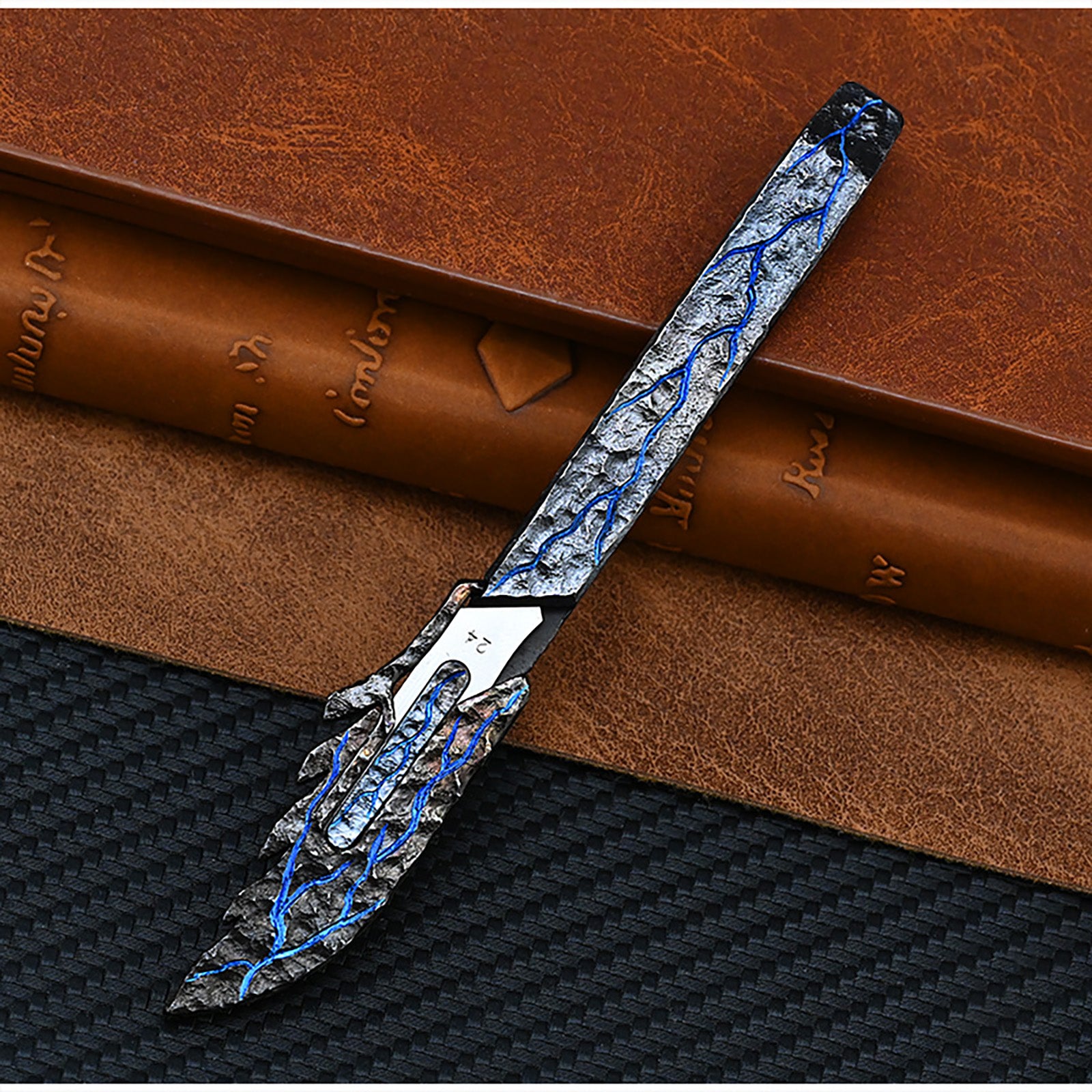 Hand Carving Rock Texture Titanium Alloy Camping Knife Sharp Folding Keychain Gift Carry-on Safe Sharp Folding Knife EDC