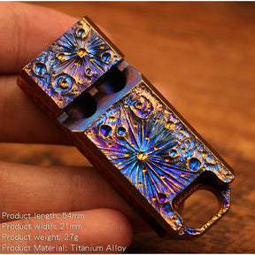Limited Edition Titanium Alloy Whistle Double Tube High Audio  Hand Carved Starry Sky EDC Outdoor Survival Referee Whistle