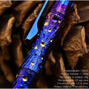 HCYEDC Star Sky Limited Edition Titanium Alloy Tactical Pen Hand Carved Rotary Gyro Multifunctional Self-defense Broken WindowPen Tactical Bolt Action Pen