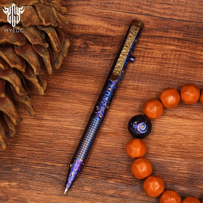Hand Carved Titanium Alloy Tactical Pen EDC Star Sky Limited Edition Metal Signature Pen for Tactical Use