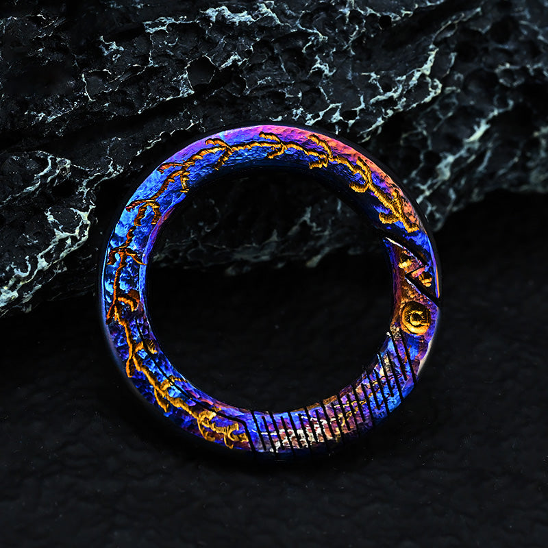 Hand CarvingTitanium Alloy Ring Anti-Lost360 Degree Rotating Key Chain Universal Joint Accessories Car Key Circle Waist