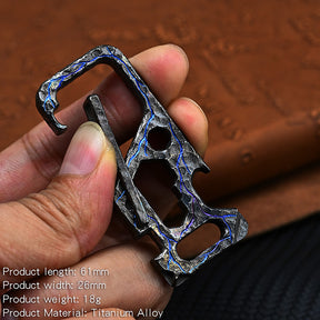 Limited Edition Stone Pattern Titanium Alloy Key Chain Multi-Function Car Bottle Opener Men's Pendant EDC Accessory
