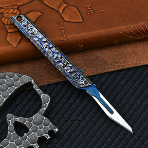 Titanium Hand Carving Rock Texture Alloy Art Knife Keychain Portable EDC Disassembly Tool Multi-Functional Compact Design