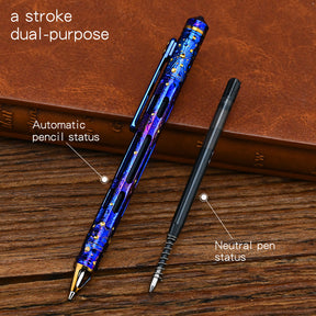 Star Sky Hand Carving Titanium alloy Automatic Pencil Signature Pen EDC refill Writing Gun-bolt Pen Multifunctional Tactical Pen