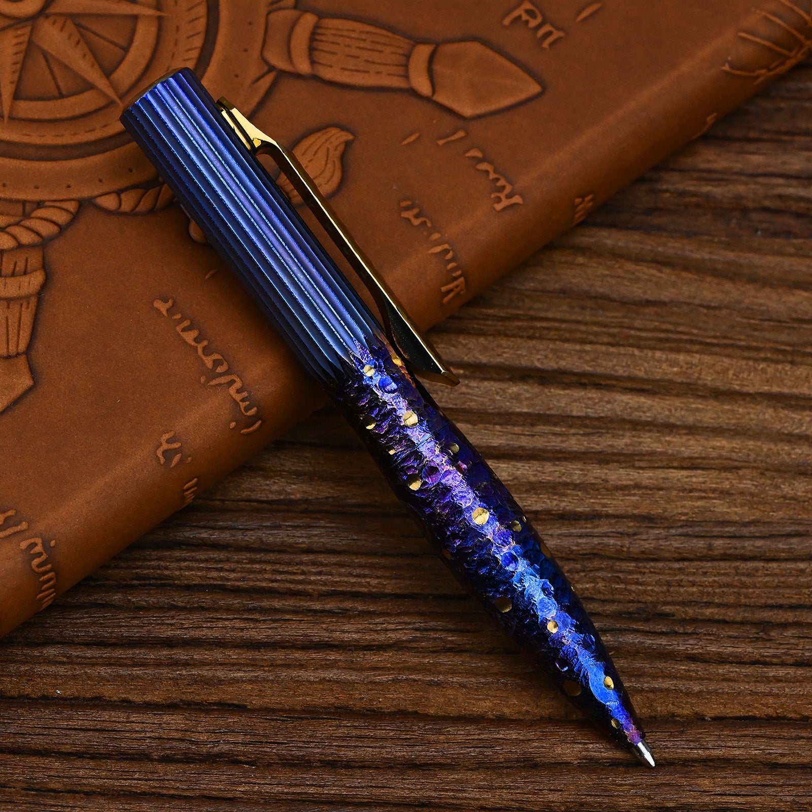 Star Sky Multipurpose Titanium Alloy Tactical Ballpoint Pen Self Defense Writing Tool for Outdoor Office Gift EDC