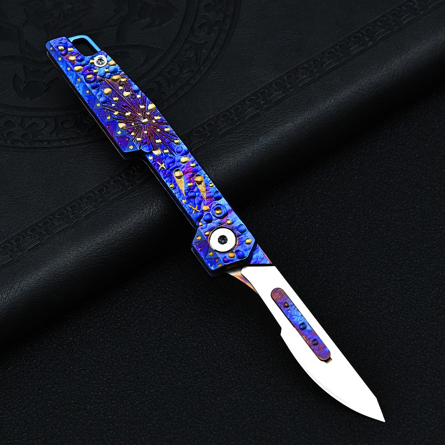 Star Sky Limited Edition Carved Titanium Alloy Art Knife Keychain Portable Disassembly Tool Expressive Collectible EDC