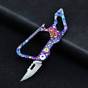 Star Sky Limited Titanium EDC Keychain Knife Damascus Multi Tool Bottle Opener Hex Wrench Camping Gear