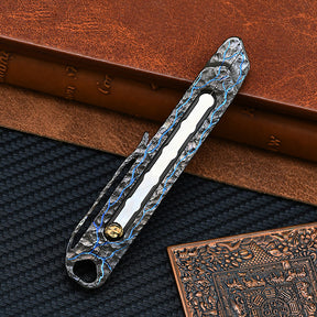 Hand Carving Rock Texture Titanium Alloy Push Knife Multifunctional Pocket Cutter Paper can Replace Blade Art Knife Wallpap EDC