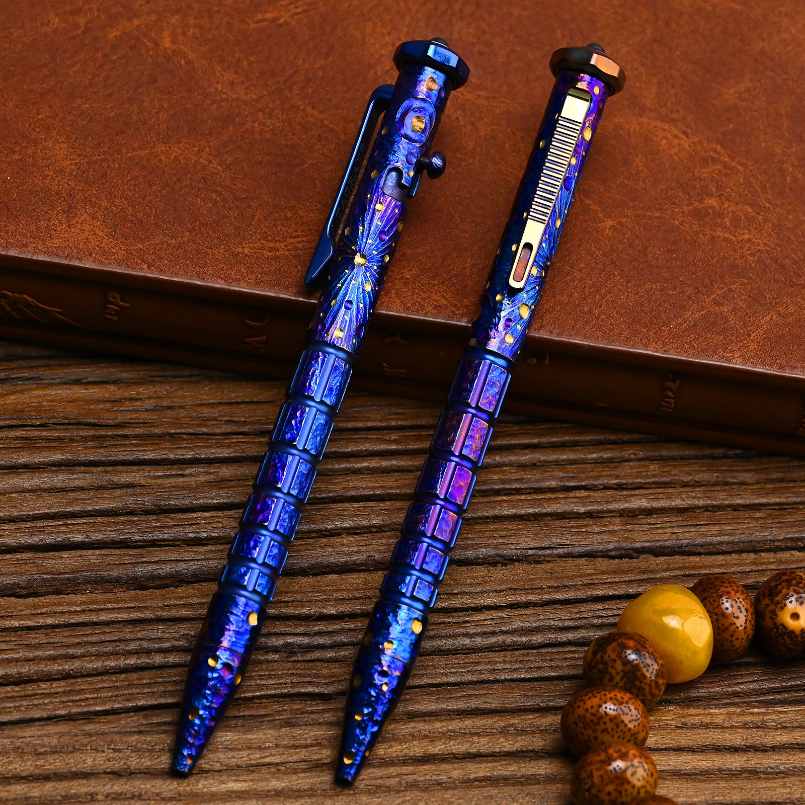 HCYEDC Star Sky Hand Titanium Tactical Bolt Action Pen Limited Edition Decompression Signature Neutral Design for Writing Tactical Defense Emergency Defense Escape Rotating Gyroscope Decompression Pen