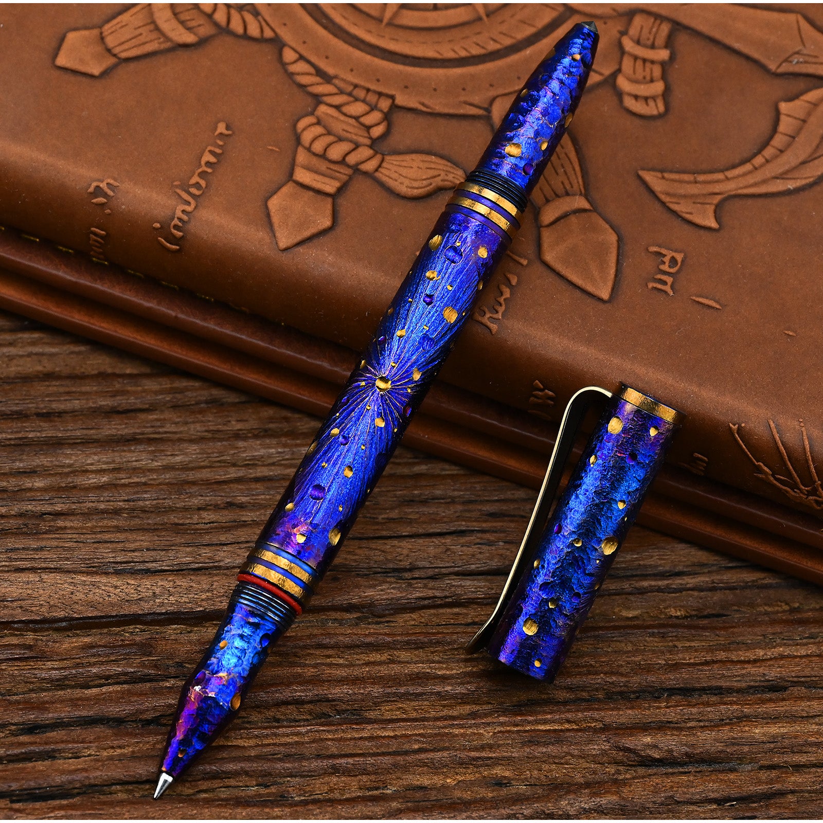 Hand Carved Titanium Alloy Tactical Pen G5 Refill EDC Star Sky Design Limited Edition Tungsten Metal Signature Neutral Pen