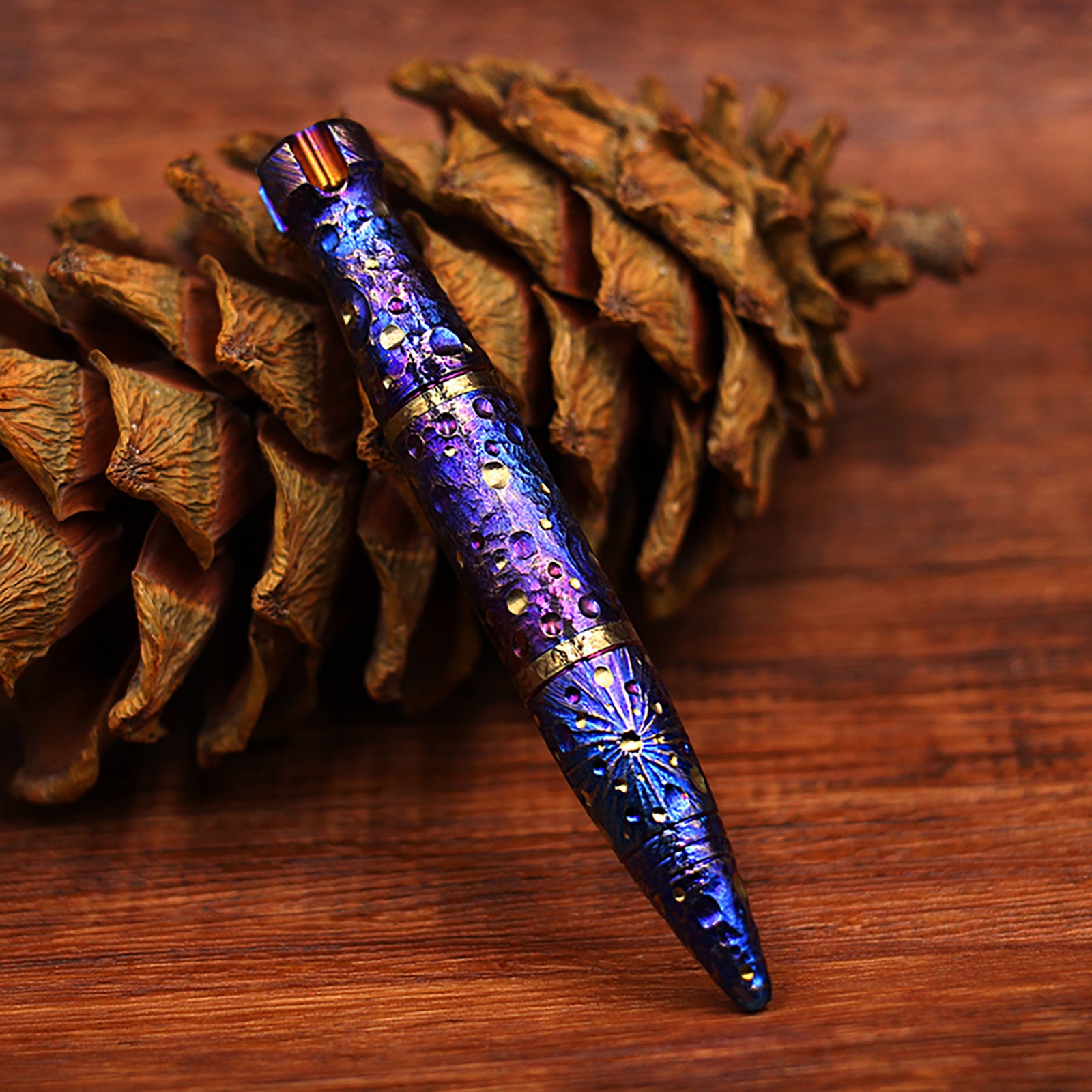 HCYEDC Star Sky Titanium Alloy Tactical Pen Hand Carved  Tactical Bolt Action Pen Limited Edition Metal Signature Neutral Pen EDC