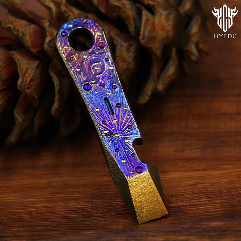 Limited Edition Hand Carving Starry Sky Titanium alloy EDC Outdoor  Multifunctional Tool Tactical Pry bar Bottle TacticalOpener