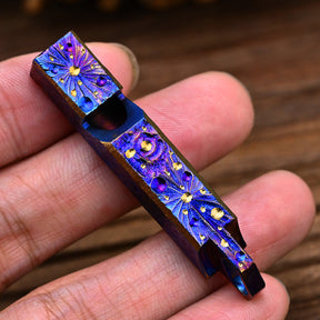 Star Sky Titanium Alloy Whistle Hand Carved Starry Sky EDC Outdoor Survival Referee Whistle