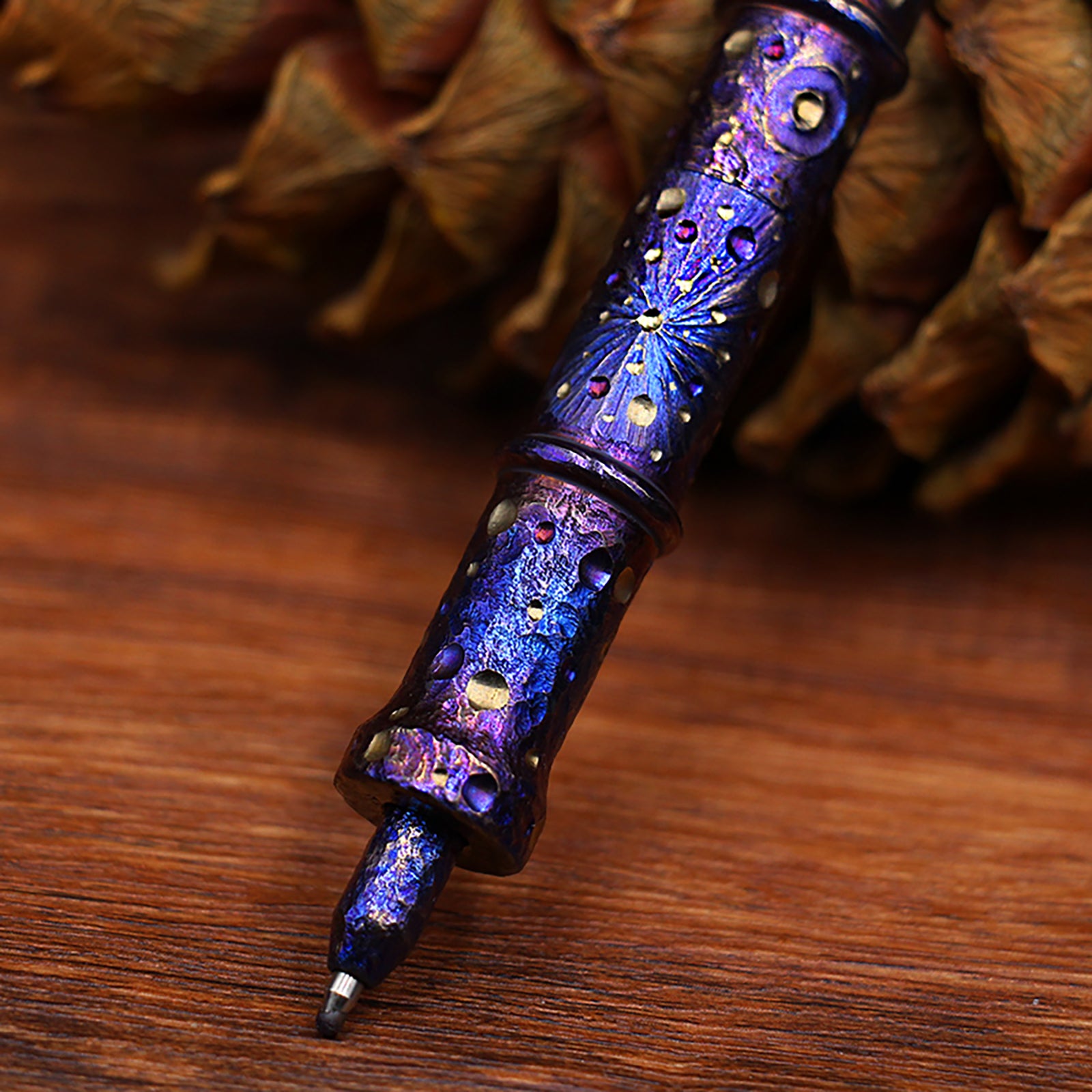 HCYEDC Star Sky Hand Carved Titanium Alloy Tactical PenTactical Bolt Action Pen Limited Edition EDC Metal Signature Neutral Decompression Pen