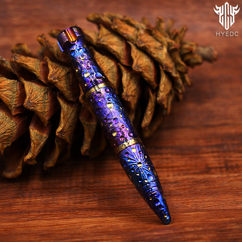 Star Sky Titanium Alloy Tactical Pen Hand Carved  Pen Limited Edition Metal Signature Neutral Pen  EDC