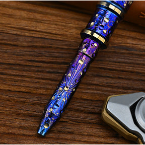Star Sky Multipurpose Titanium Alloy Tactical Ballpoint Pen Self Defense Writing Tool for Outdoor Mechanical Punk Style EDC