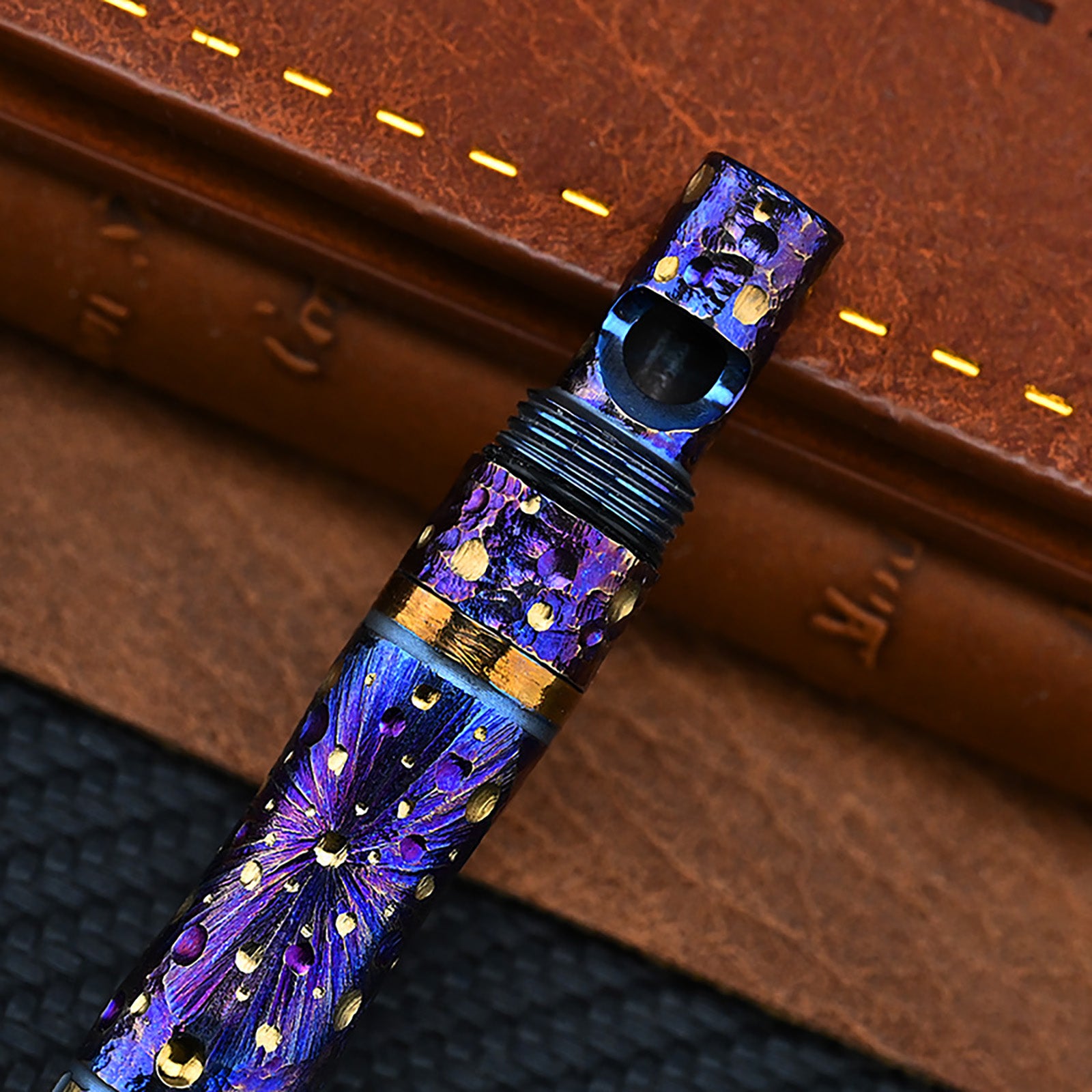 Star Sky Limited Titanium Alloy Multifunctional Whistle Pen Outdoor Pen 2-in-1 Survival EDC Tools with Necklace Gift