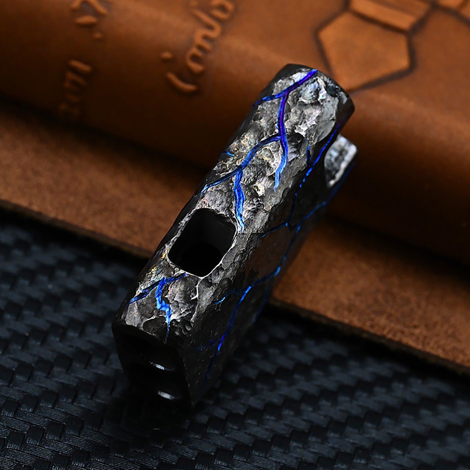 Limited Edition Titanium Alloy Whistle Double Tube High Audio Hand Carved Stone Grain Outdoor Survival Referee Whistle EDC