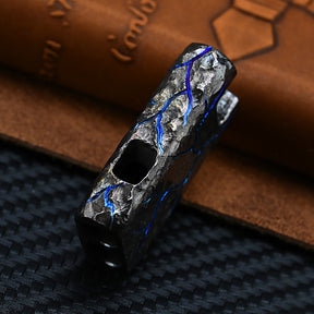 Limited Edition Titanium Alloy Whistle Double Tube High Audio Hand Carved Stone Grain Outdoor Survival Referee Whistle EDC