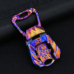 Hand carved patterns Titanium Alloy Portable Portable Bottle Opener Easy Reusable Can Opener Kitchen Supplies Camping Tools