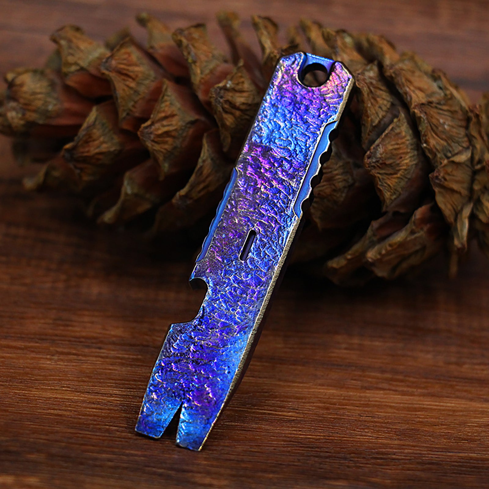 Limited Edition Hand Carving Starry Sky Titanium Crowbar Outdoor Multi Functional Survival EDC Tool Bottle Opener Keychain