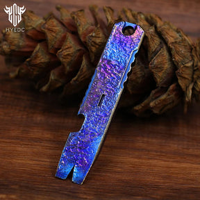 Limited Edition Hand Carving Starry Sky Titanium Crowbar Outdoor Multi Functional Survival EDC Tool Bottle Opener Keychain