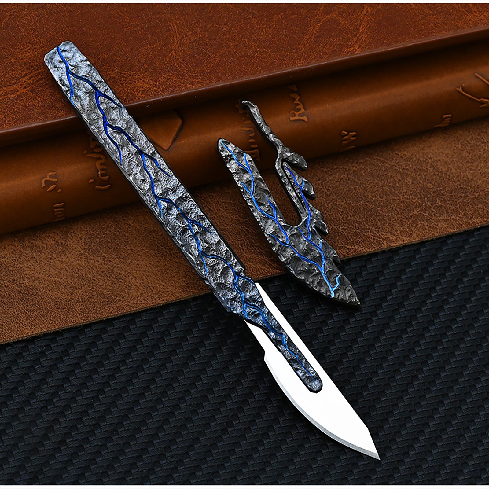 Hand Carving Rock Texture Titanium Alloy Camping Knife Sharp Folding Keychain Gift Carry-on Safe Sharp Folding Knife EDC