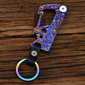 Limited Edition Hand Carved Starry Sky Titanium Alloy Multifunctional Key Chain - Waist Hanging Car Keychain Pocket Knife EDC