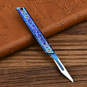 Limited Edition Hand Carved Starry Sky Titanium Alloy Art Knife Keychain Portable EDC Disassembly Tool