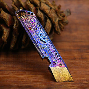 Hand Carving Starry Sky Titanium Alloy EDC Multi-Function Screwdriver Crowbar Bottle Opener Outdoor Crowbar