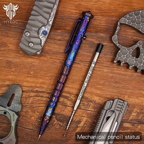 Star Sky Hand Carving Titanium alloy Automatic Pencil Signature Pen refill Writing Pen Gun-bolt Pen Multifunctional Tactical EDC