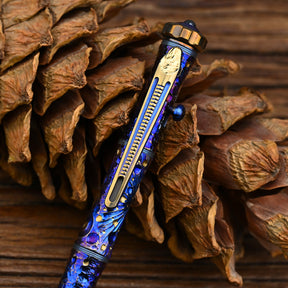 HCYEDC Star Sky Limited Edition Titanium Alloy Tactical Pen Hand Carved Rotary Gyro Multifunctional Self-defense Broken WindowPen Tactical Bolt Action Pen