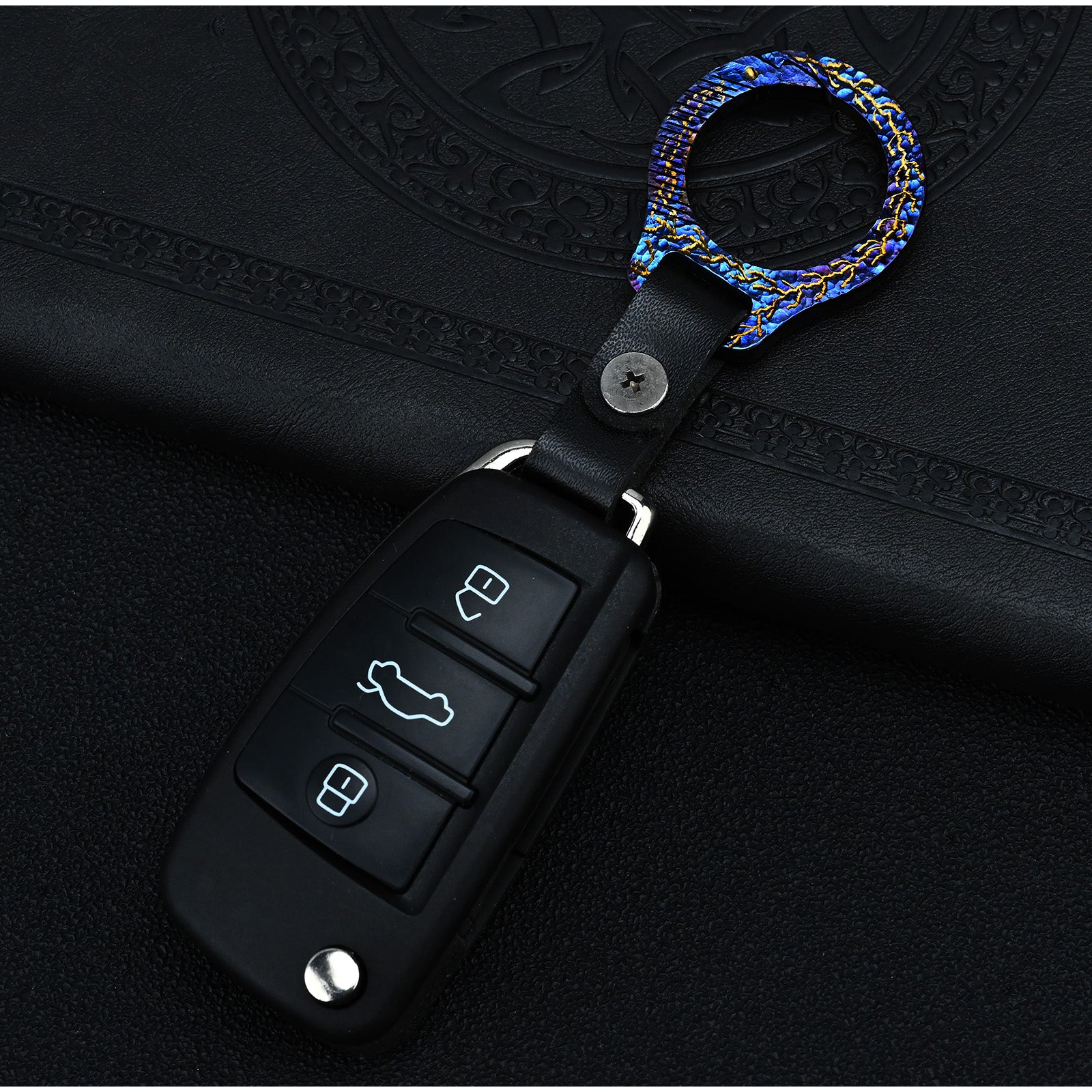 Star Sky Limited Titanium Alloy Mechanical Press Key Ring Pendant Simple Mini Clasp Round Keychain Fit A Variety Of Keys EDC