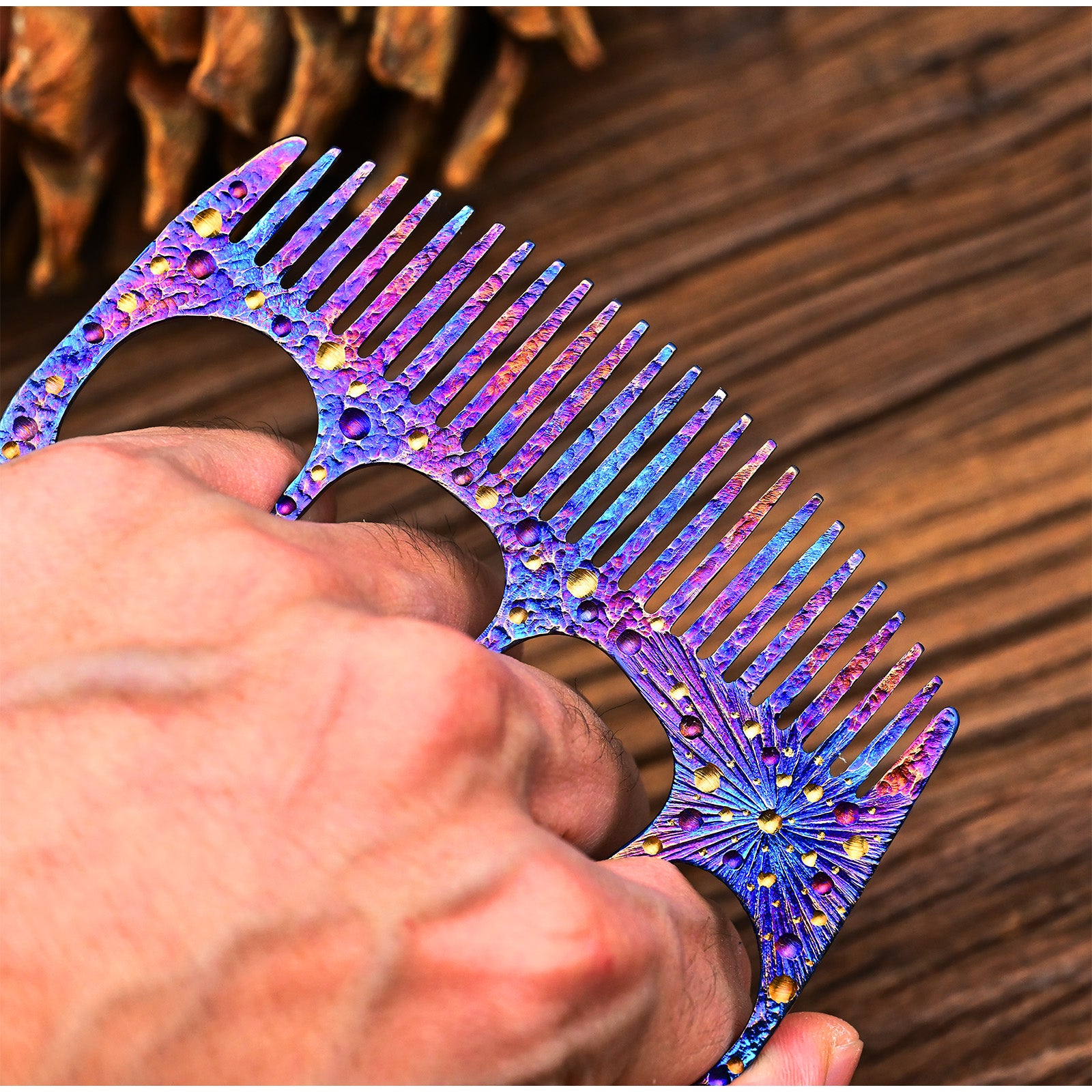 Star Sky Limited Titanium Handleless Comb for Men Women Anti-Static Pocket Comb for Hair & Beard Outdoor Camping Hiking EDC